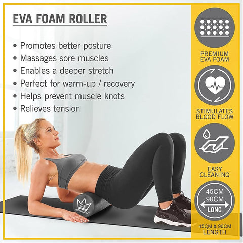 Physio EVA Foam Yoga Roller Gym Pilate Back Training Exercise Massage  90x15cm