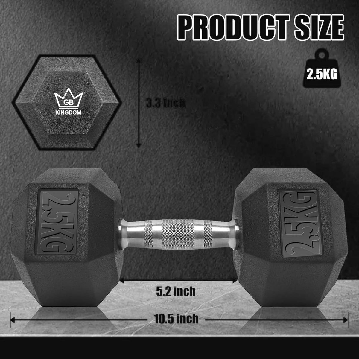 Kingdom GB Hex Dumbbells Pair Set Fitness Hand Weights Training With Wrist Wrap