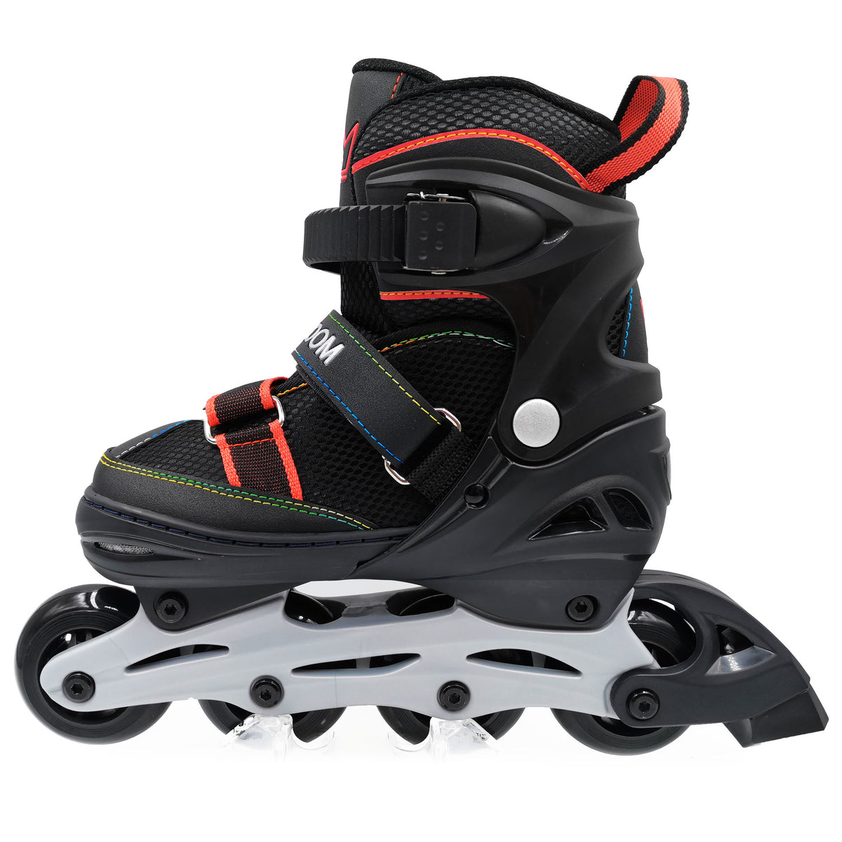 Kingdom GB Metro Flash Adjustable Inline Roller Skates Illuminating Light up Wheels Black Red