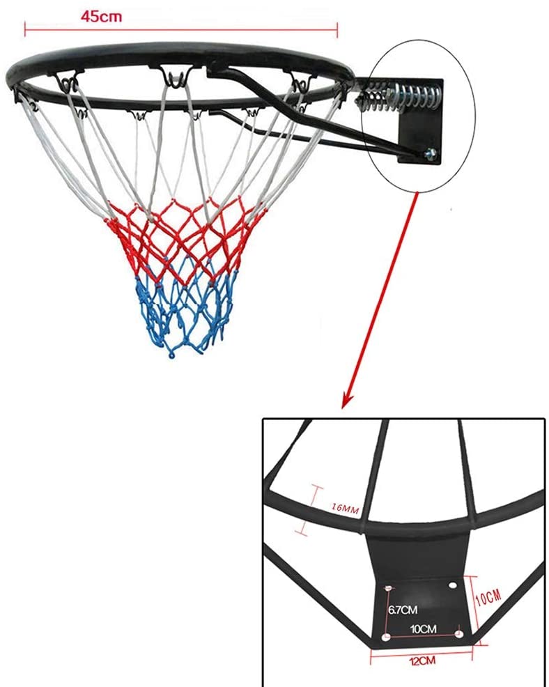 Kingdom GB Slam Dunk Basketball Hoop Rim Net With Ball & Pump Heavy Duty METAL Ring Official Size Wall Mounting